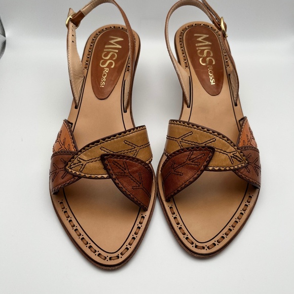 🍮MISS ROSSI Caramel Slingback Italian sandals NWT - Picture 1 of 7